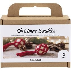Hobbyset Kerstballen, Macramé, kerstrood, 1 doos