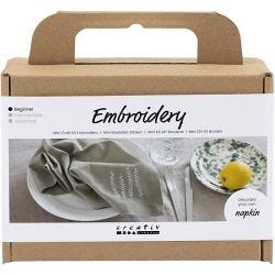 Mini Hobbyset Borduren, Servet, dusty groen, 1 doos