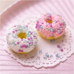 Mini Hobbyset Boetseren, Donuts, roze, turquoise, wit, geel, 1 doos