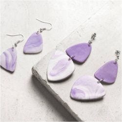 Mini Hobbyset Sieraden, Gemarmerde oorringen, lichtpaars, 1 doos