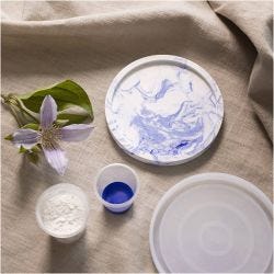 Hobbyset Hars Gieten, Rond dienblad met marmereffect, blauw, wit, 1 doos