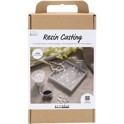 Hobbyset Hars Gieten, Dienblad met terrazzo, zwart, wit, 1 doos