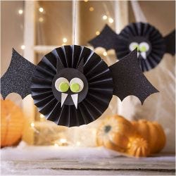 Mini Hobbyset Decoraties van Papier, Vleermuizen, zwart, wit, 1 doos