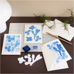 Mini Craft Kit Foam Printing, Card with design, white, off white, 1 pack