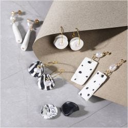 Mini Hobbyset Sieraden, Oorbellen, zwart, wit, 1 doos