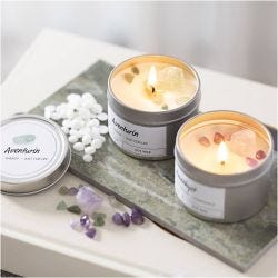 Mini Hobbyset Kaarsen Maken, Sojakaars met aventurien en amethist, crème, off white, 1 doos