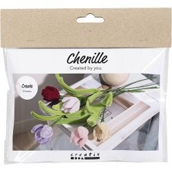 Mini Hobbyset Bloemen van Chenilledraad, Tulpen, diverse kleuren, 1 doos