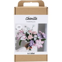 Hobbyset Bloemen van Chenilledraad, Bloemen, pastelkleuren, 1 doos