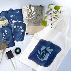 Hobbyset Cyanotypie, Textiel, blauw, 1 doos