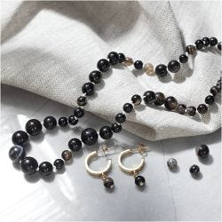 Mini Hobbyset Sieraden, Halsketting en oorbellen, zwart, wit, 1 doos