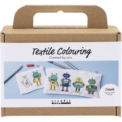 Mini Hobbyset Textiel Decoreren, Robot, primair kleuren, 1 doos