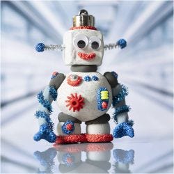 Mini Hobbyset Boetseren, Robot, blauw, grijs, rood, 1 doos