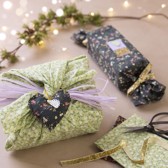 Cadeaudoos met patchwork textiel