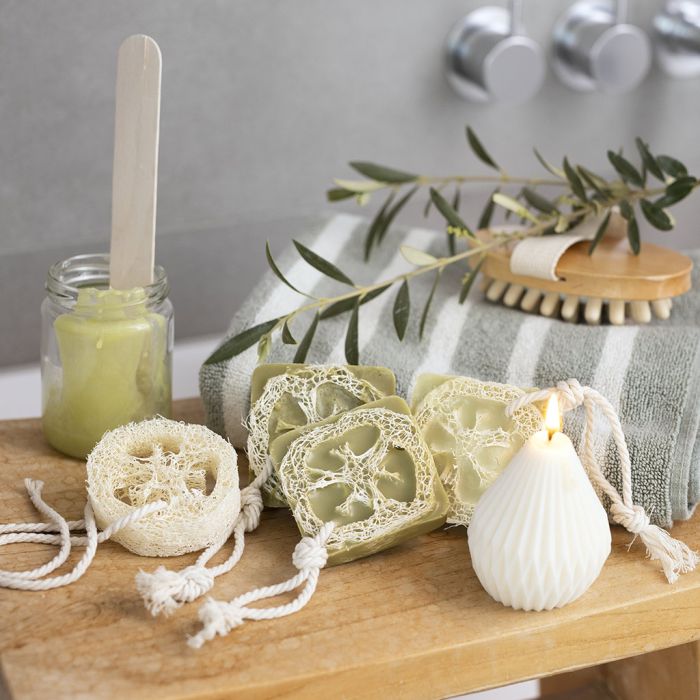 Olijfoliezeep met loofah