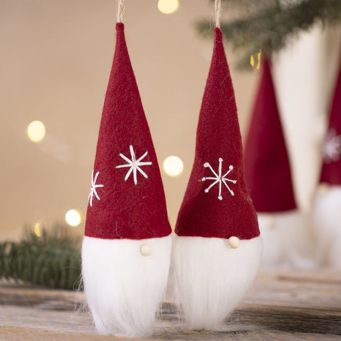 Vilten kerstkabouter ornamenten