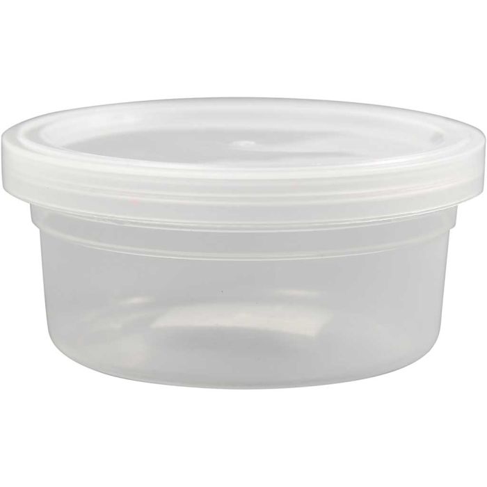 Plastic potje met deksel, H: 38 mm, d 84 mm, 125 ml, 20 stuk/ 1 doos