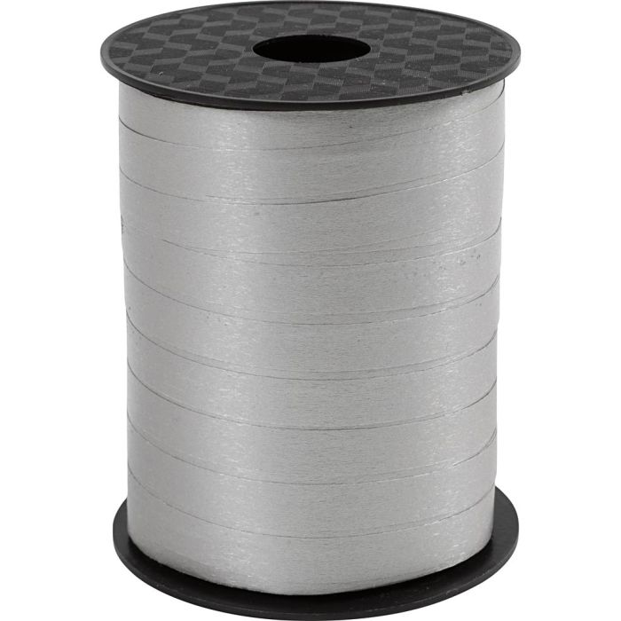 Cadeaulint, B: 10 mm, matt, zilver, 250 m/ 1 rol