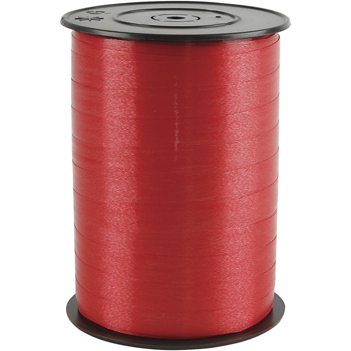 Cadeaulint, B: 10 mm, glossy, rood, 250 m/ 1 rol