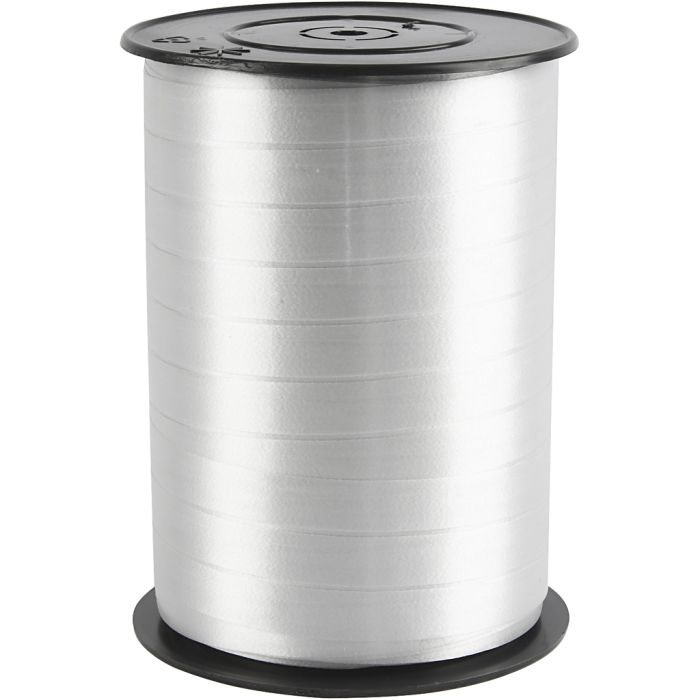 Cadeaulint, B: 10 mm, glossy, zilver, 250 m/ 1 rol