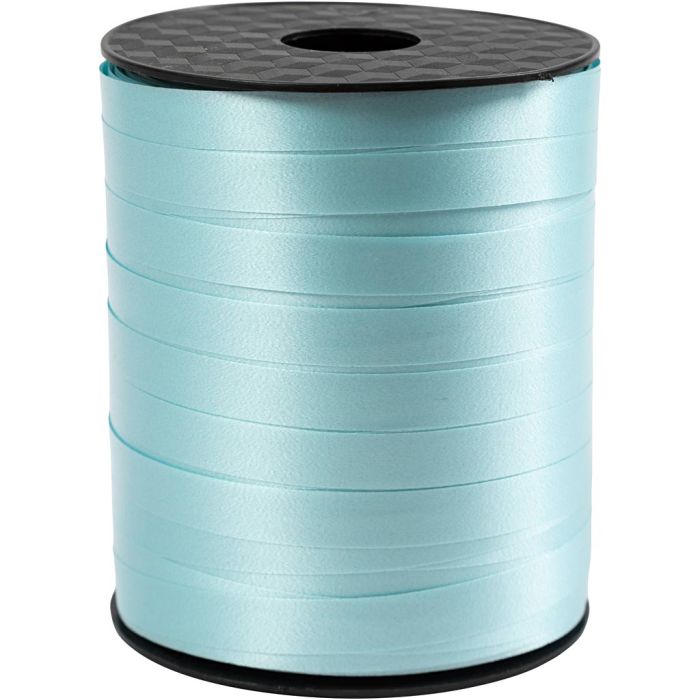 Cadeaulint, B: 10 mm, glossy, licht turquoise, 250 m/ 1 rol