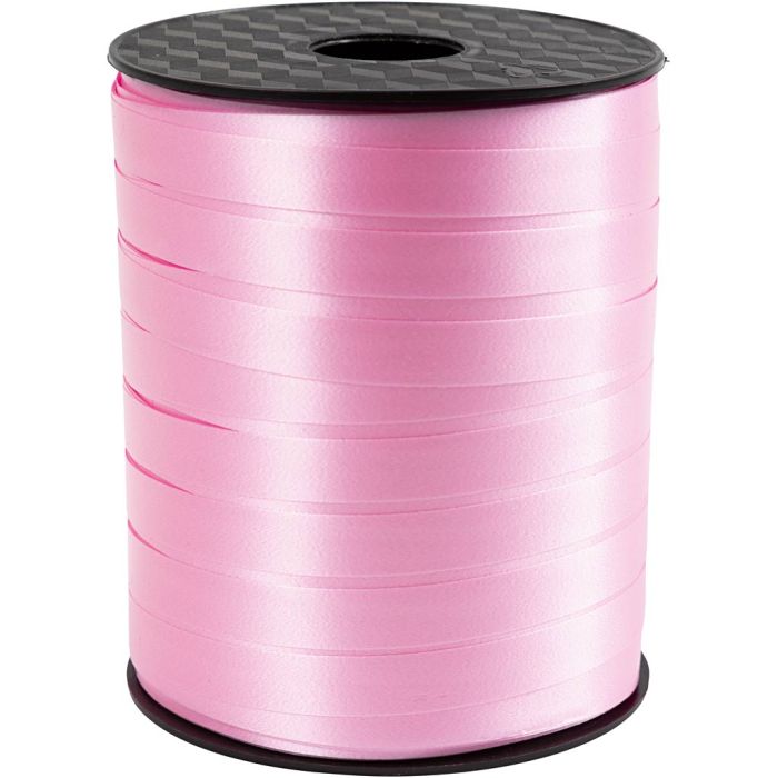 Cadeaulint, B: 10 mm, glossy, lichtroze, 250 m/ 1 rol