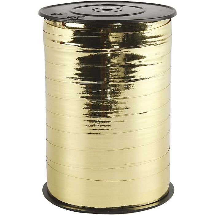Cadeaulint, B: 10 mm, glossy,metallic, goud, 250 m/ 1 rol