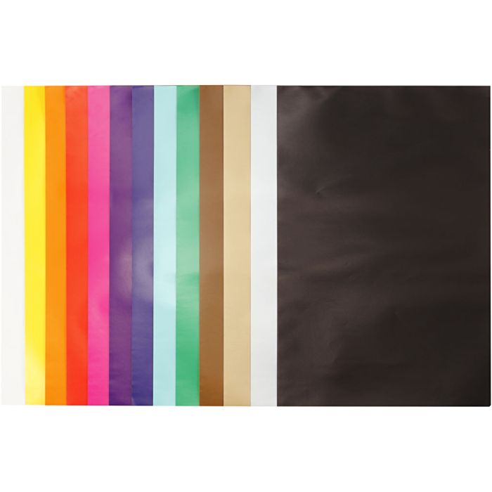 Glanspapier, vel 24x32 cm, 80 gr, diverse kleuren, 50 vel/ 1 doos