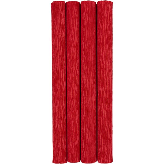 Crêpepapier, vel 25x60 cm, Crêpe-verhouding: 180%, 105 gr, rood, 4 vel/ 1 doos