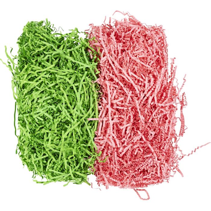 Crinkle papier, L: 25-30 cm, B: 3 mm, donkergroen, roze, 2x50 gr/ 1 doos
