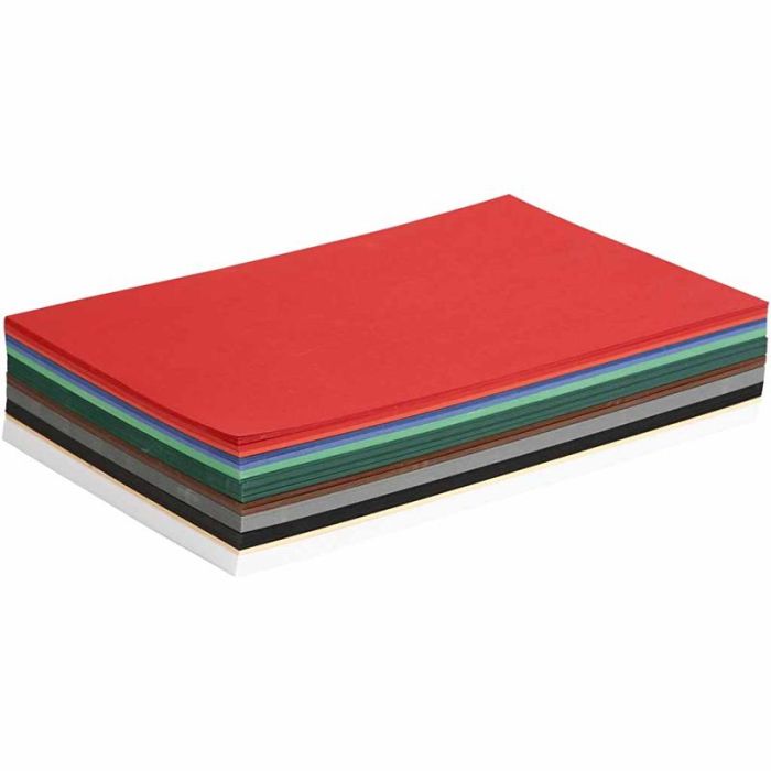 Karton voor Kerstmis, A4, vel 210x297 mm, 180 gr, diverse kleuren, 300 div vellen/ 1 doos