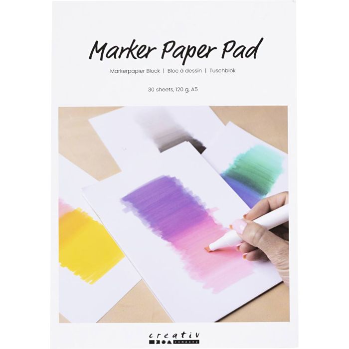 Papierblok voor stiften, A5, vel 148x210 mm, 120 gr, wit, 30 vel/ 1 doos