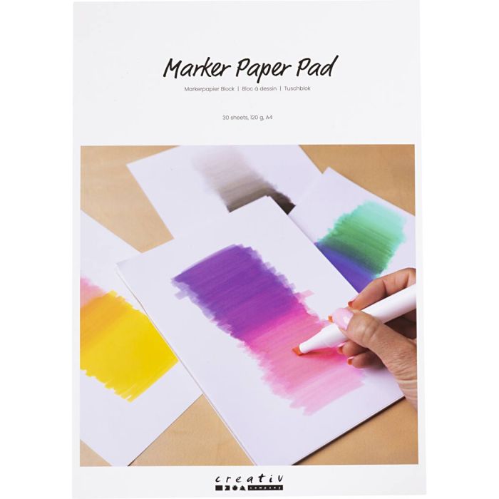 Papierblok voor stiften, A4, vel 210x297 mm, 120 gr, wit, 30 vel/ 1 doos
