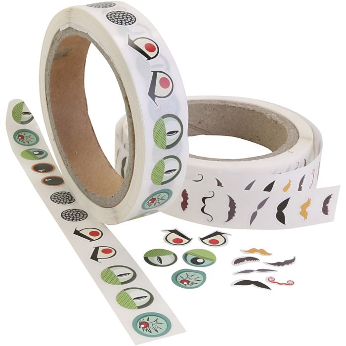 Sticker ogen, ogen/snor, d 17 mm, 2000 stuk/ 1 doos