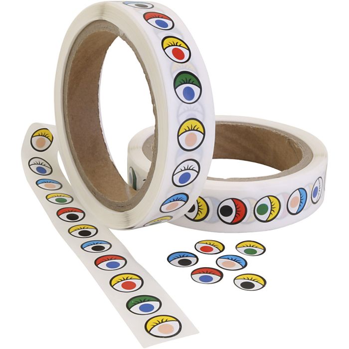 Sticker ogen, d 13 mm, diverse kleuren, 2000 stuk/ 1 doos