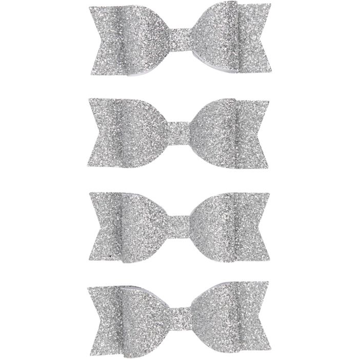Strikken, afm 31x85 mm, glitter zilver, 4 stuk/ 1 doos