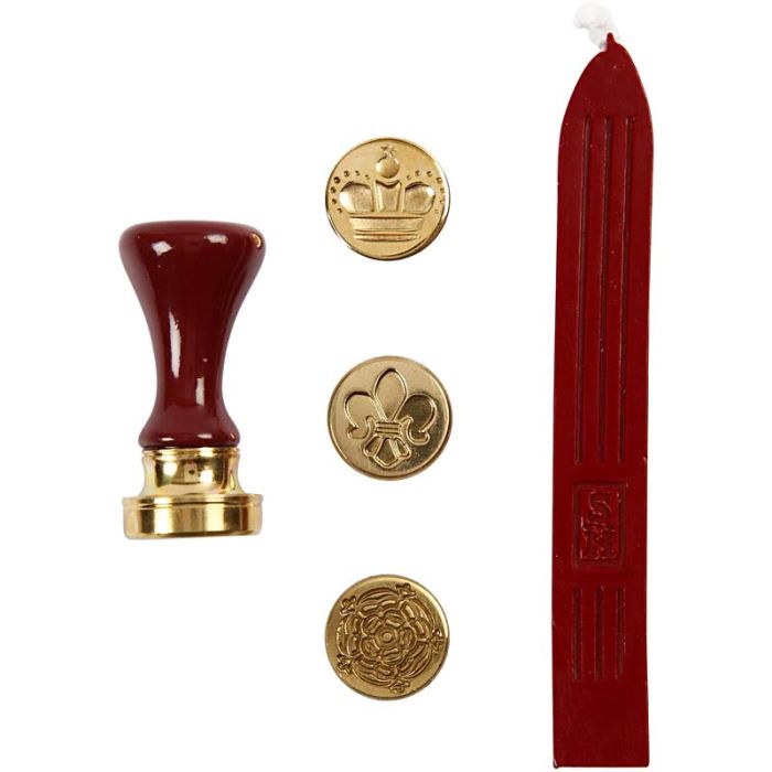 Zegel set, kroon, bloem, Franse lelie, d 18 mm, 1 set