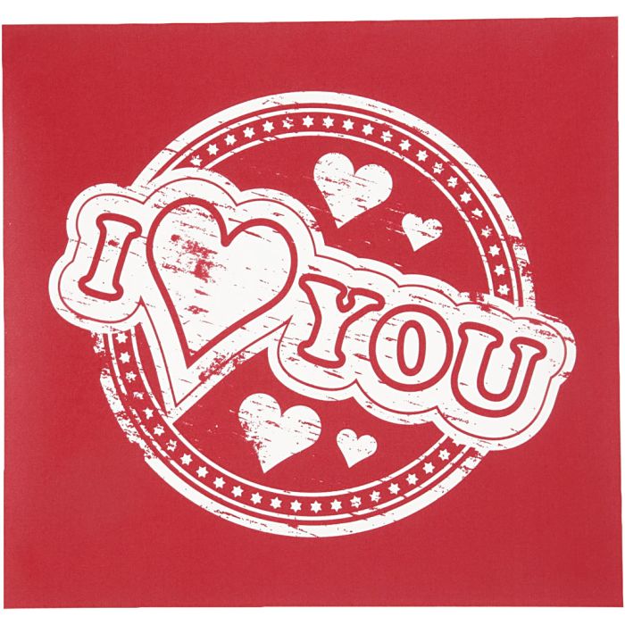 Screen stencil, I love you, vel 20x22 cm, 1 vel