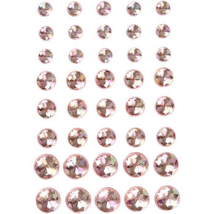Strasstenen, afm 6+8+10 mm, roze, 40 stuk/ 1 doos