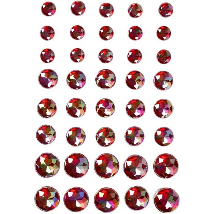 Strasstenen, afm 6+8+10 mm, rood, 40 stuk/ 1 doos