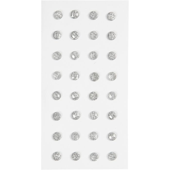 Strasstenen, d 8 mm, zilver, 32 stuk/ 1 doos