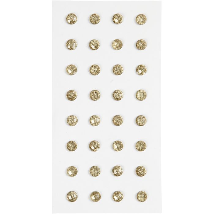 Strasstenen, d 8 mm, goud, 32 stuk/ 1 doos
