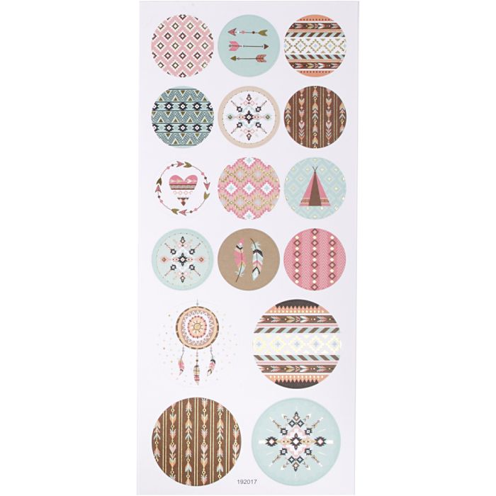Stickers, indianen, B: 30+40 mm, vel 10x23 cm, ca. 16 stuk, 1 vel