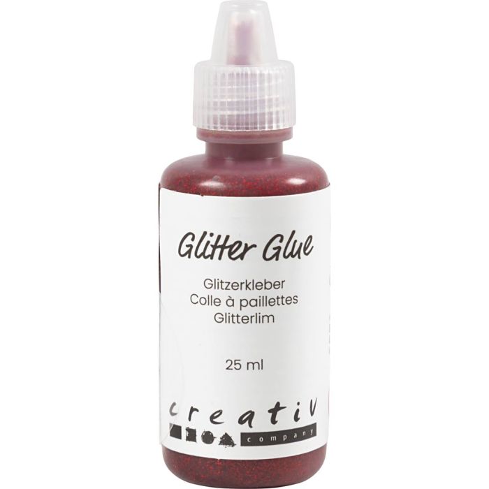 Glitterlijm, rood, 25 ml/ 1 fles
