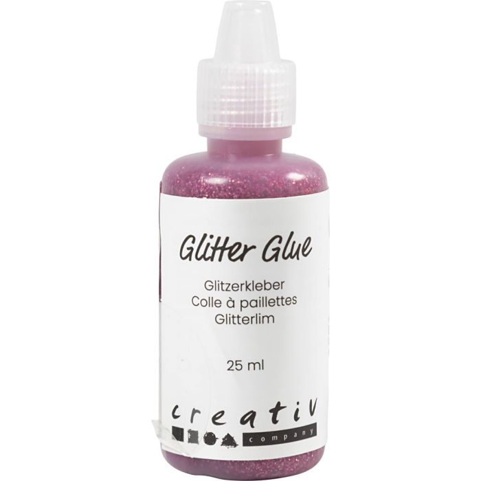 Glitterlijm, roze, 25 ml/ 1 fles