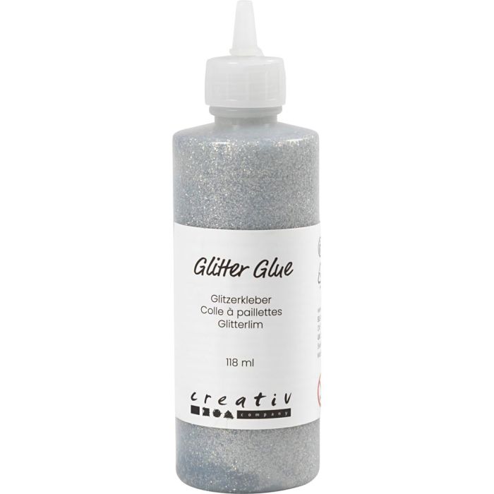 Glitterlijm, zilver, 118 ml/ 1 fles