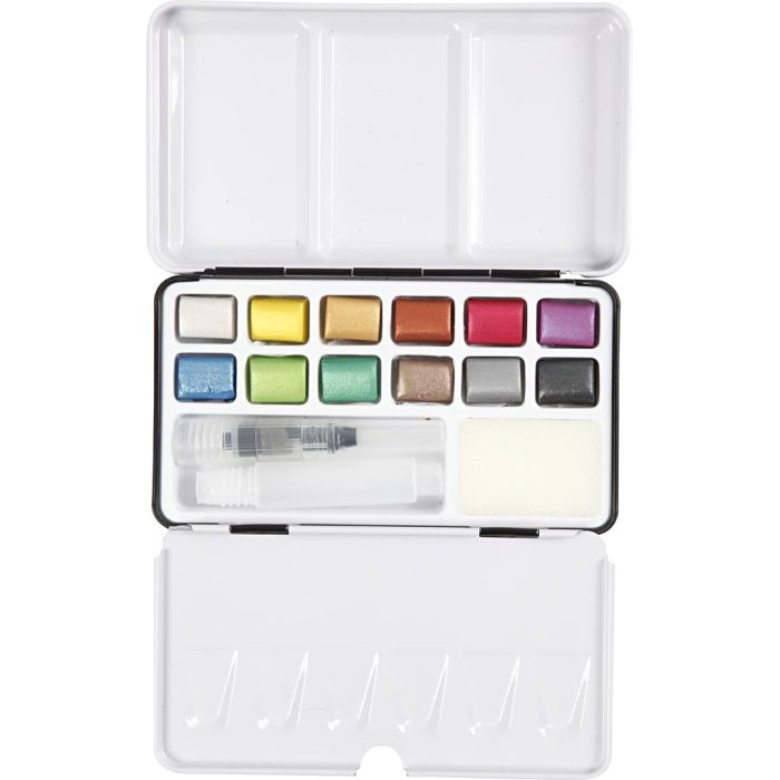 Art Aquarelverf, metallic kleuren, 12 kleur/ 1 doos