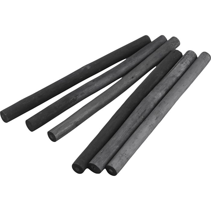 Houtskool sticks, L: 115 mm, d 10 mm, hard,zacht, 3x2 stuk, 6 stuk/ 1 doos