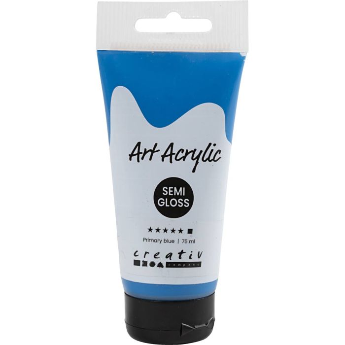 Acryl Verf, semi-glanzend, dekkend, primair blauw, 75 ml/ 1 fles