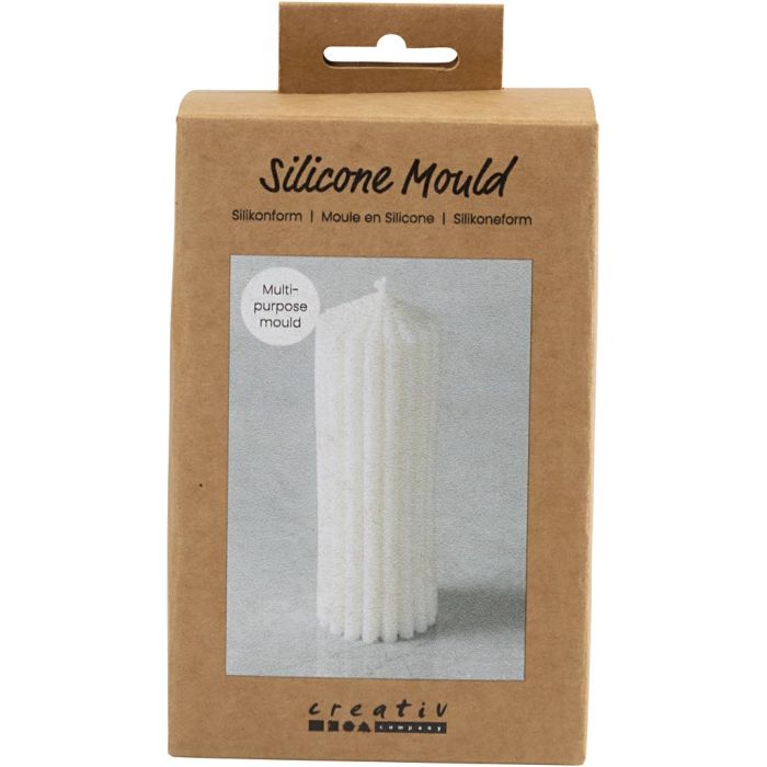 Siliconen Vorm, Geribbelde cilinder, H: 12 cm, d 4 cm, 1 stuk/ 1 doos