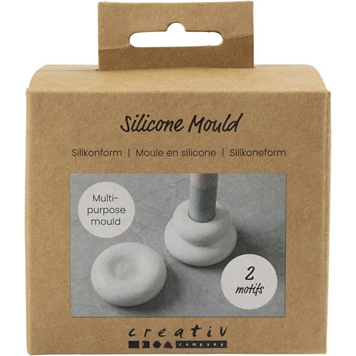 Siliconen vormen, Donutvormige kandelaars, H: 2+3,8 cm, d 6+6,2 cm, mat transparant, 1 stuk/ 1 doos